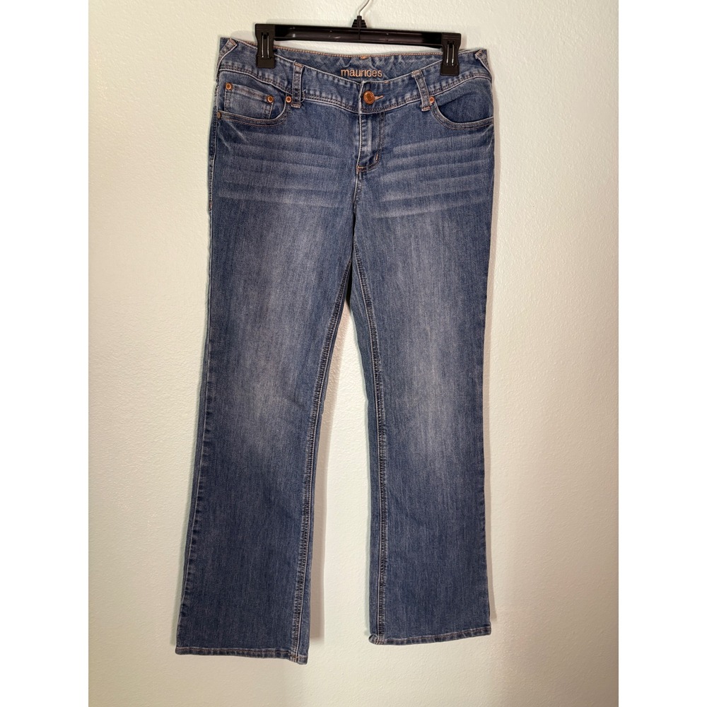 Maurices Womens Bootcut Med Wash Flare Low Rise 9/10 Jeans